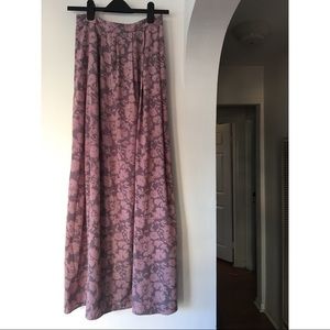 Printed Blush Pink and Lavender Boho Maxi Skirt